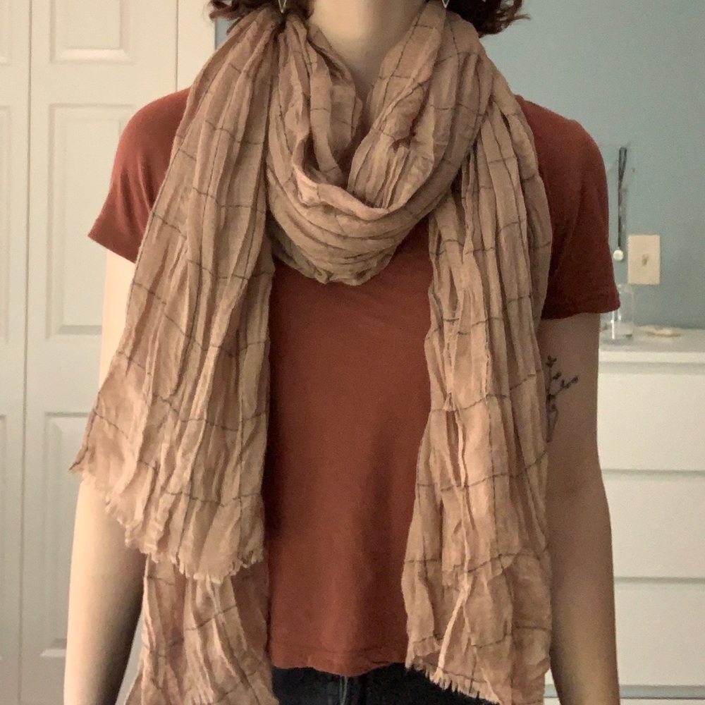 Tan checked scarf